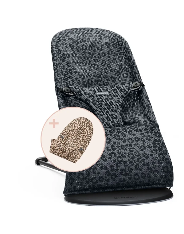 BABYBJORN Lehátko Bouncer Bliss Anthracite/Leopard, Mesh s náhradným poťahom Beige/Leopard, Cotton