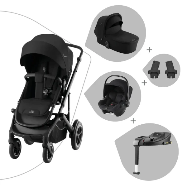BRITAX Zvýhodnený set kočík Smile 5Z + hlboká vanička + autosedačka baby-Safe Core + Core báza, Space Black