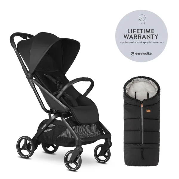 EASYWALKER Kočík športový Rockey M Pure Black + PETITE&MARS Fusak Jibot 3v1 Ink Black
