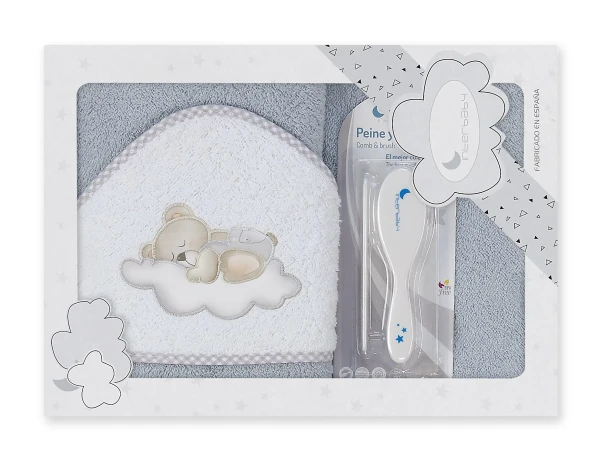 INTERBABY  Osuška MACKO SPINKÁ + kefa - SIVÁ