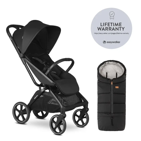 EASYWALKER Kočík športový Rockey L Pure Black + PETITE&MARS Fusak Jibot 3v1 Ink Black