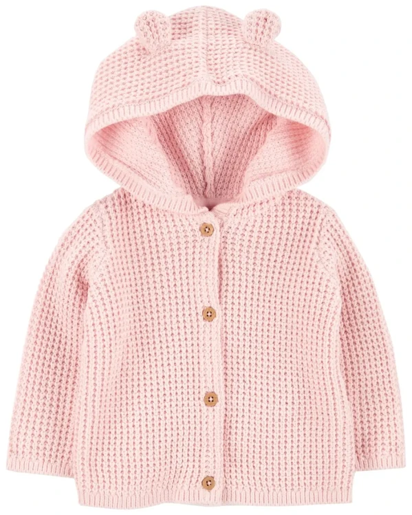 CARTER'S Sveter s kapucňou a uškami Pink dievča LBB NB/ veľ. 56