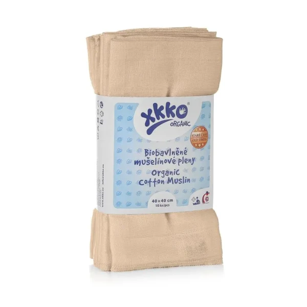 XKKO Organic Plienky z biobavlny 40x40 - Staré časy Natural