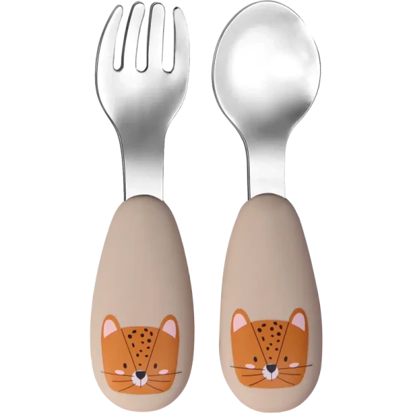 TRYCO Nerezová lyžička & vidlička Leopard, Sand
