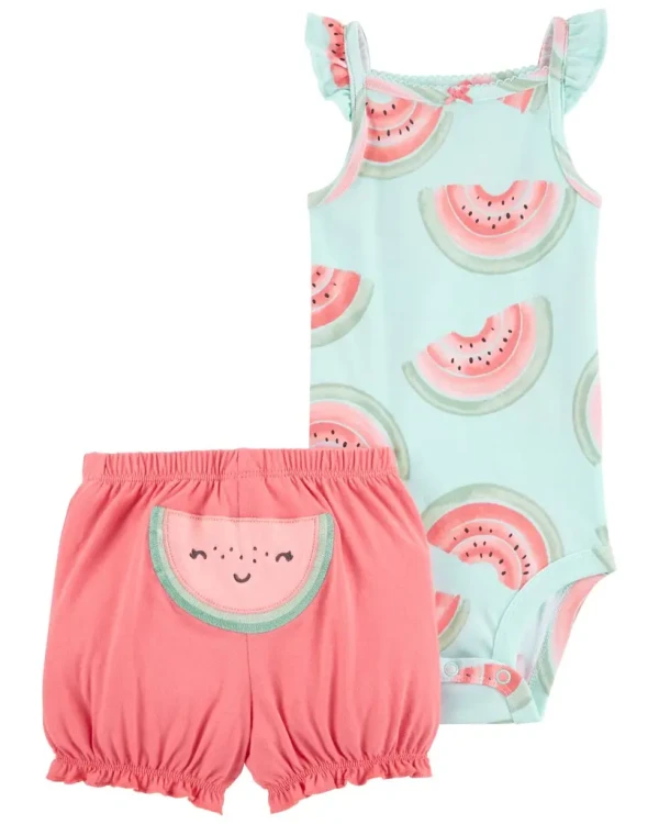 CARTER'S Set 2dielny body na ramienka, kraťasy Pink Watermelon dievča 18m