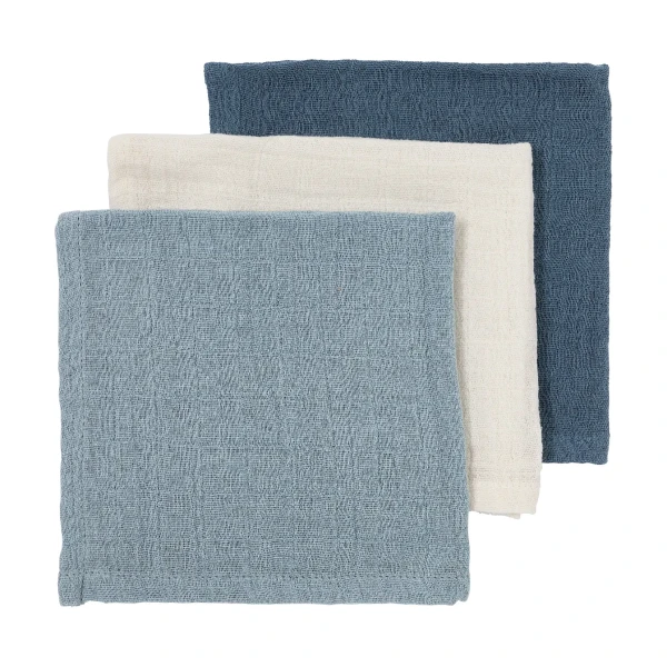 Meyco Mušelínová plienka-žinka 3-balenie - Natural/jeans blue/indigo