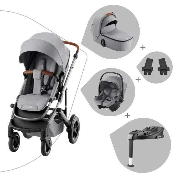 BRITAX Zvýhodnený set kočík Smile 5Z + hlboká vanička + autosedačka baby-Safe Core + Core báza, Frost Grey