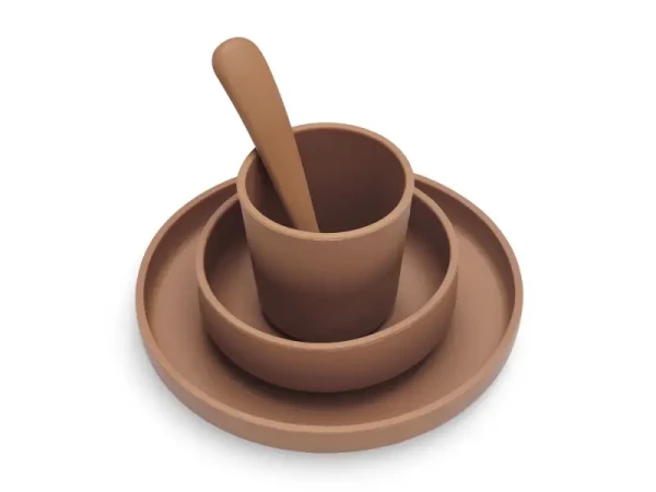 Jollein Jedálenská sada silikón 4-dielna Caramel
