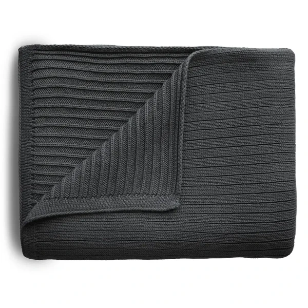 Mushie pletená detská deka z organickej bavlny | pásiková Dark Gray