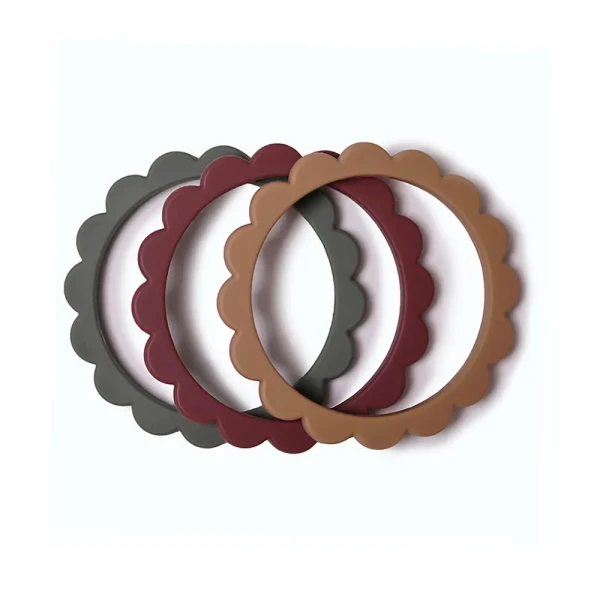 Mushie náramkové hryzátko zo silikónu FLOWER | Dried Thyme / Berry / Natural