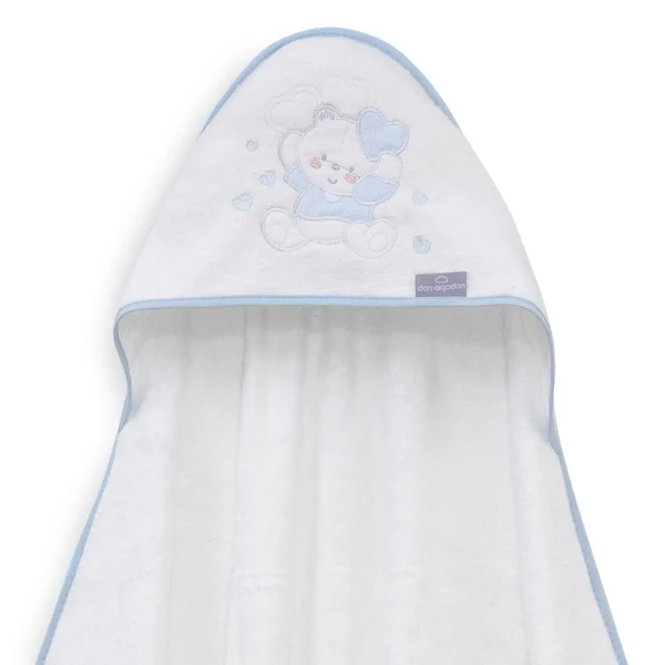 INTERBABY Osuška MACKO SO SRDIEČKAMI - BIELO/MODRÁ