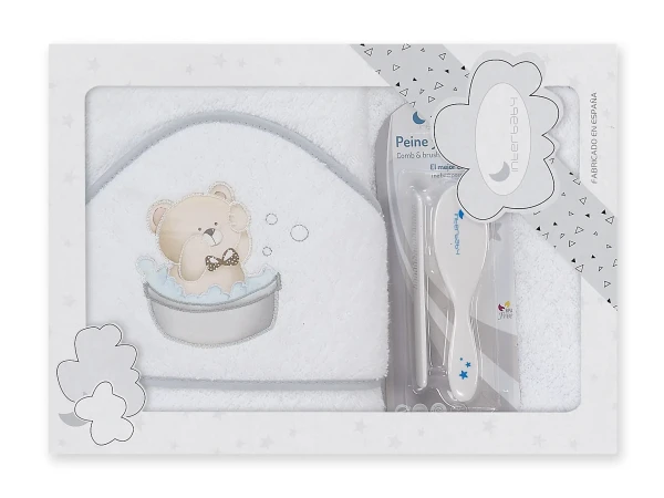 INTERBABY  Osuška MACKO VO VANI + kefa - SIVÁ