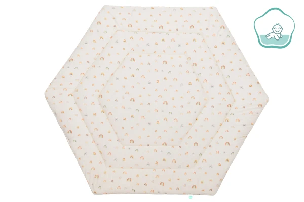 Fillikid Podložka na hranie šesťhranná Jersey rainbows beige