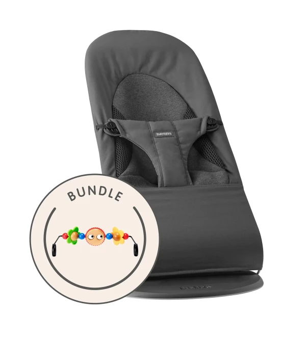Babybjorn Lehátko Bouncer SOFT TRI-FABRIC Woven/Jersey Dark Grey+ hračka Googly Eyes