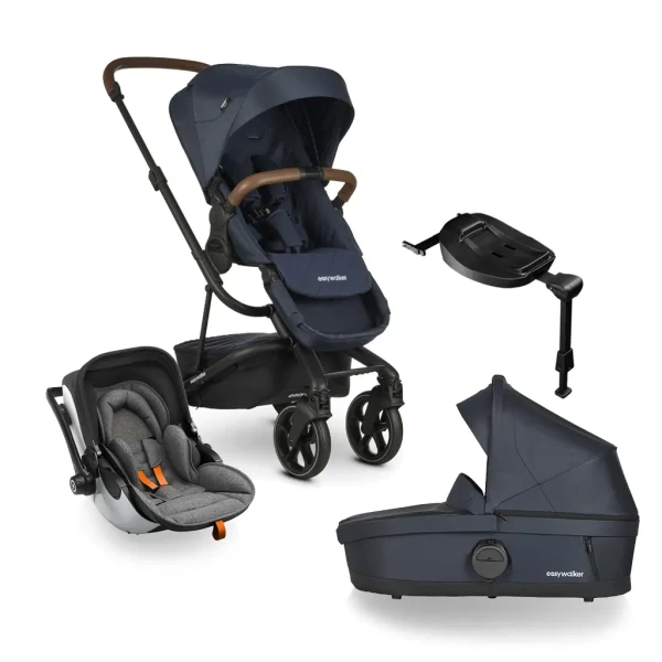 EASYWALKER Kočík kombinovaný Harvey3 Premium 4v1 Sapphire Blue/Grey Melange-Safe Orange