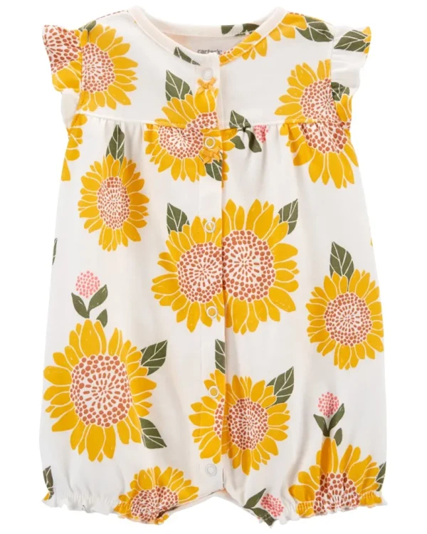 CARTER'S Overal letný krátky rukáv Ivory Sunflower dievča NB/ veľ. 56