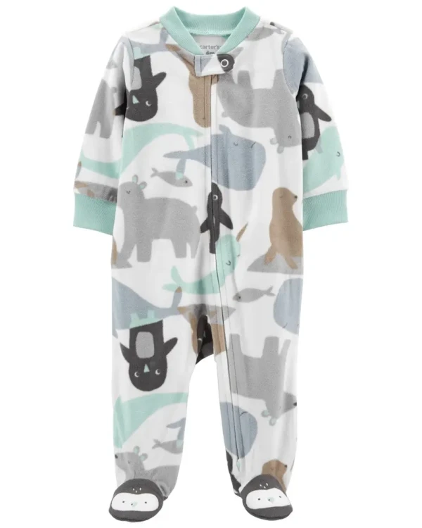 CARTER'S Overal na zips fleece Animals chlapec NB /veľ.56