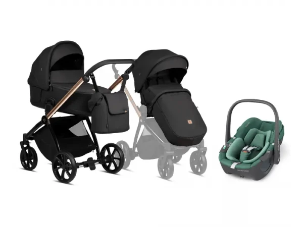 Tutis Kočík Mio Plus 2v1 Black Edition Rose Gold + Maxi-Cosi Pebble 360 autosedačka Essential Green