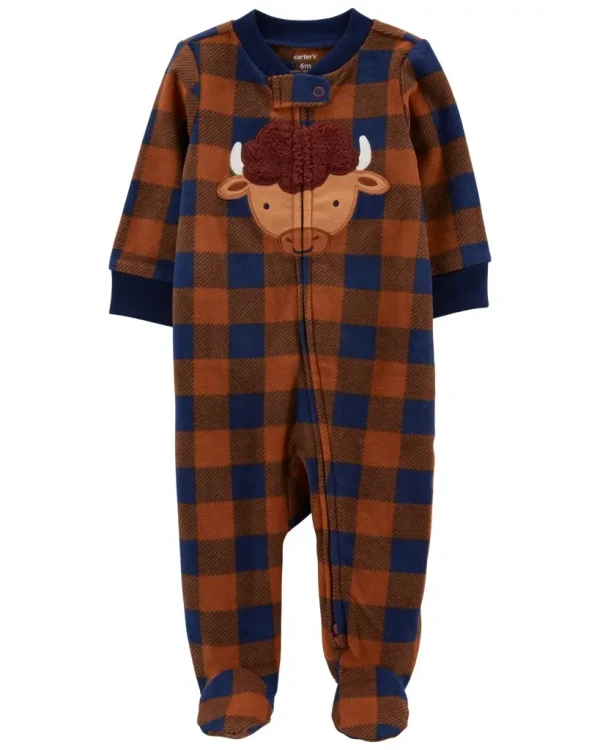 CARTER'S Overal na zips fleece Buffalo chlapec NB /veľ.56