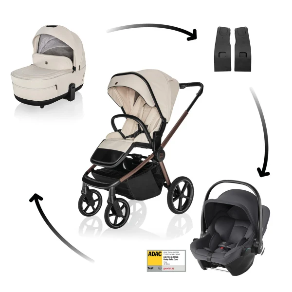 Zopa Kočík Move Cross 5X + autosedačka Baby-Safe Core, Quartz Beige