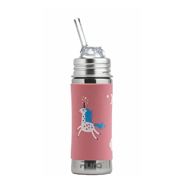 Pura nerezová fľaša so slamkou 325 ml Unicorn