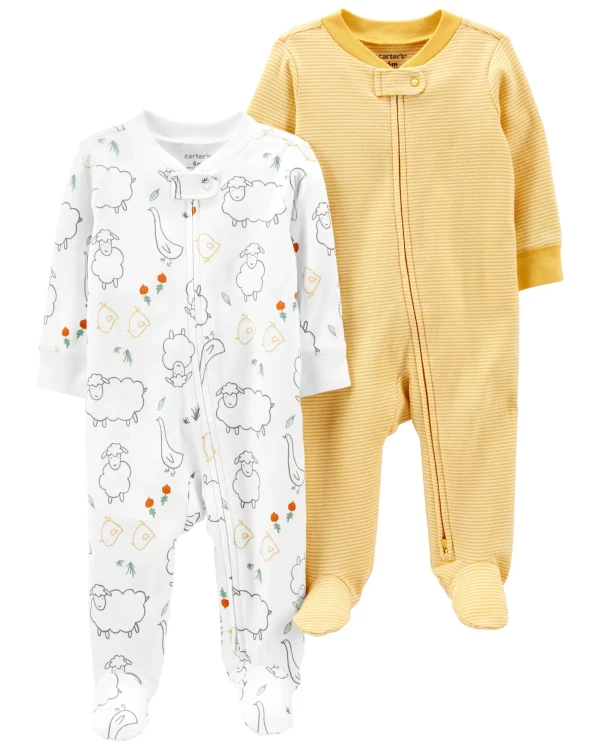 CARTER'S Overal na zips Sleep&Plays Yellow Farm neutrál LBB 2ks PRE, veľ. 46