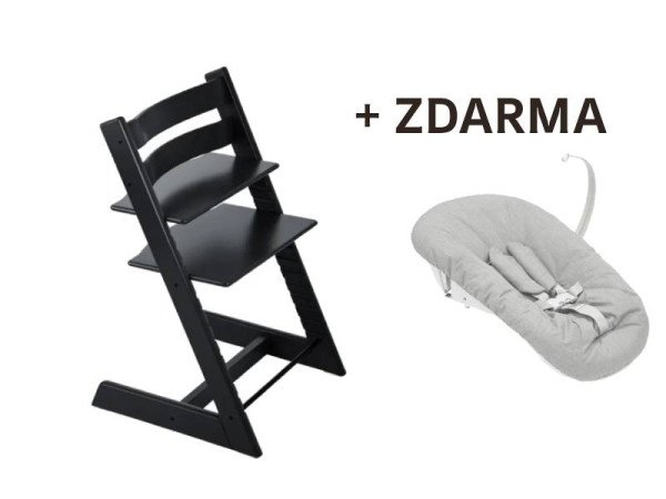 Stolička Stokke Tripp Trapp Classic Collection Black + newborn set ZDARMA