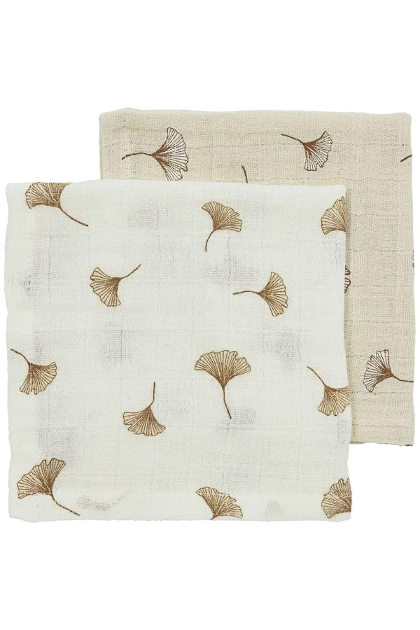 Meyco Mušelínové plienky Ginko 30x30 cm 2-balenie - Off white/soft sand