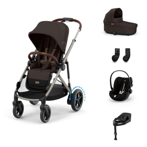 Cybex E-Gazelle S Kombinovaný kočík SET M -  Chocolate Brown - Taupe Rám