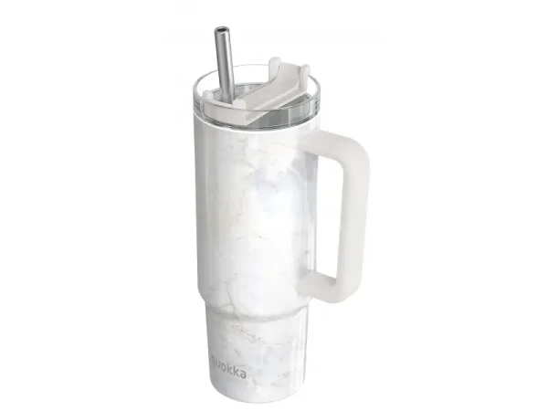 Quokka Nerezový termohrnček so slamkou Vibe Marble 880 ml