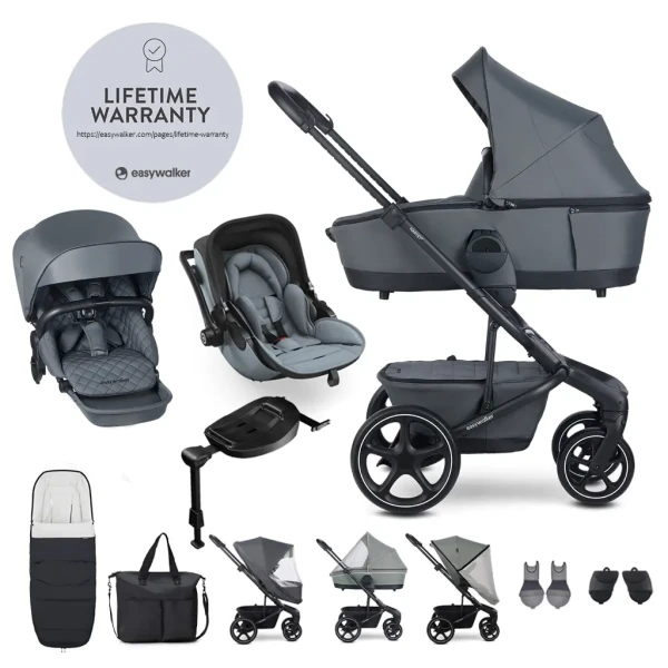 EASYWALKER Set XXL Harvey 5 Premium Mineral Grey + KIDDY Evoluna i-size 2 + základňa