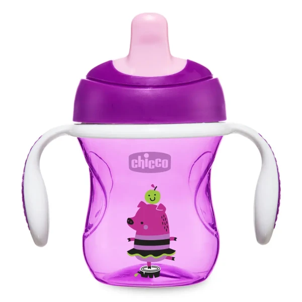 CHICCO Hrnček Trénujeme s držadlami 200 ml, fialový 6m+