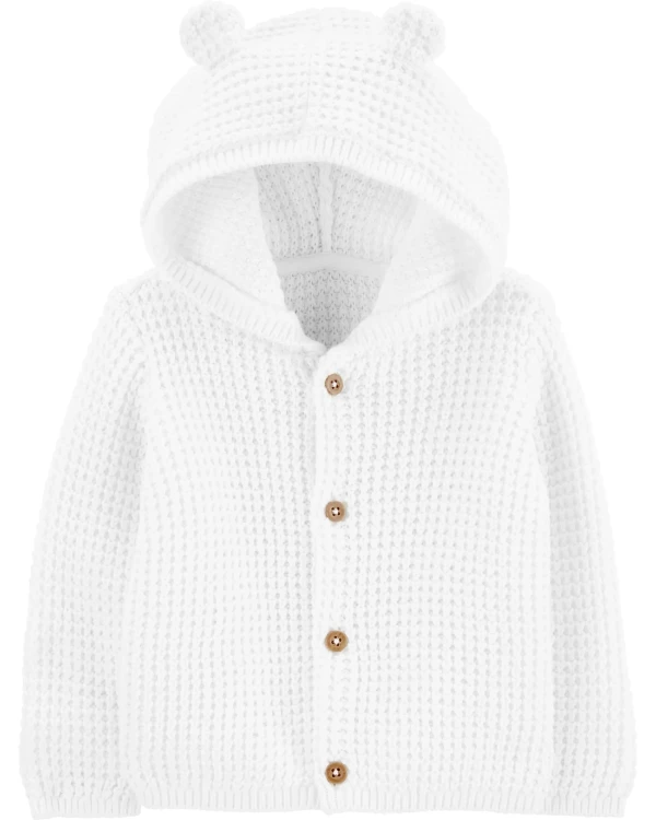 CARTER'S Sveter s kapucňou s uškami White neutrál LBB 9m, veľ. 74