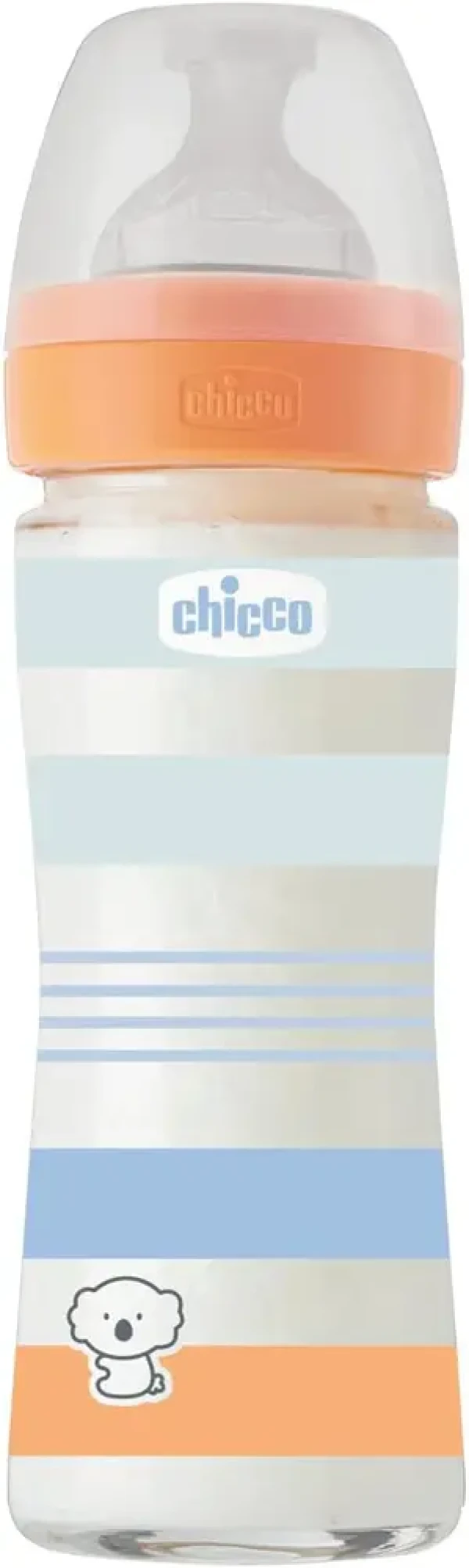 CHICCO Fľaša dojčenská sklo Well-being silikón 240ml chlapec