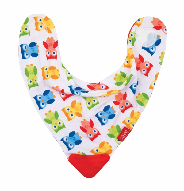 NUBY Slintáčik s hryzačkou 1 ks, červené sovičky, 3m+