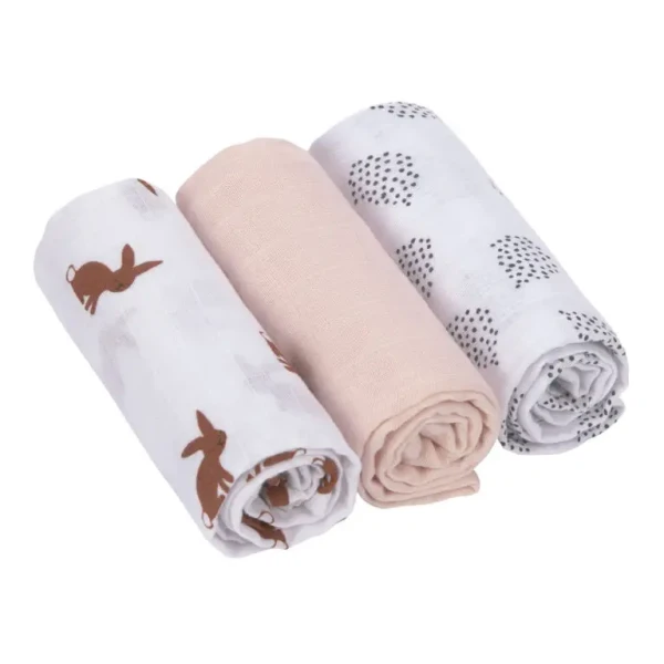 Lässig bavlnené plienky Swaddle Burp blanket 60x60 Little Forest rabbit