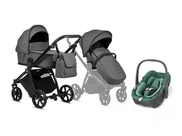 Tutis Kočík Mio Plus 2v1 Graphite + Maxi-Cosi Pebble 360 autosedačka Essential Green
