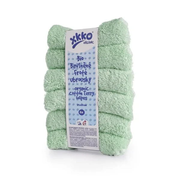 XKKO Organic BIO bavlnené obrúsky 21x21 - Mint