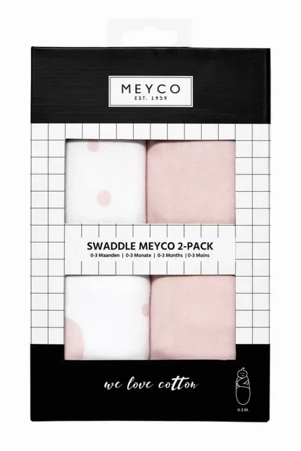 Meyco Zavinovačka 2-balenie 0-3 mesiace - Dots pink/Uni light pink