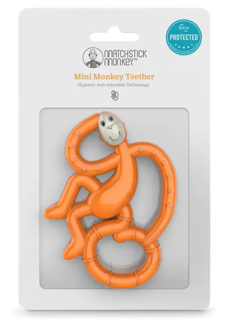 MATCHSTICK MONKEY Mini monkey hryzátko s antimikrobiálnym povrchom biocote oranžové