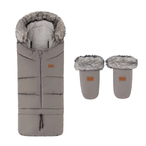 PETITE&MARS Set zimný fusak Arctic 4v1 + rukavice na kočík Fjora Mocha Mousse