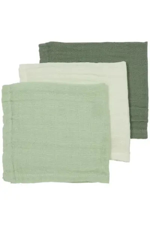 Meyco Mušelínová plienka-žinka 3-balenie - Offwhite/soft green/forest green